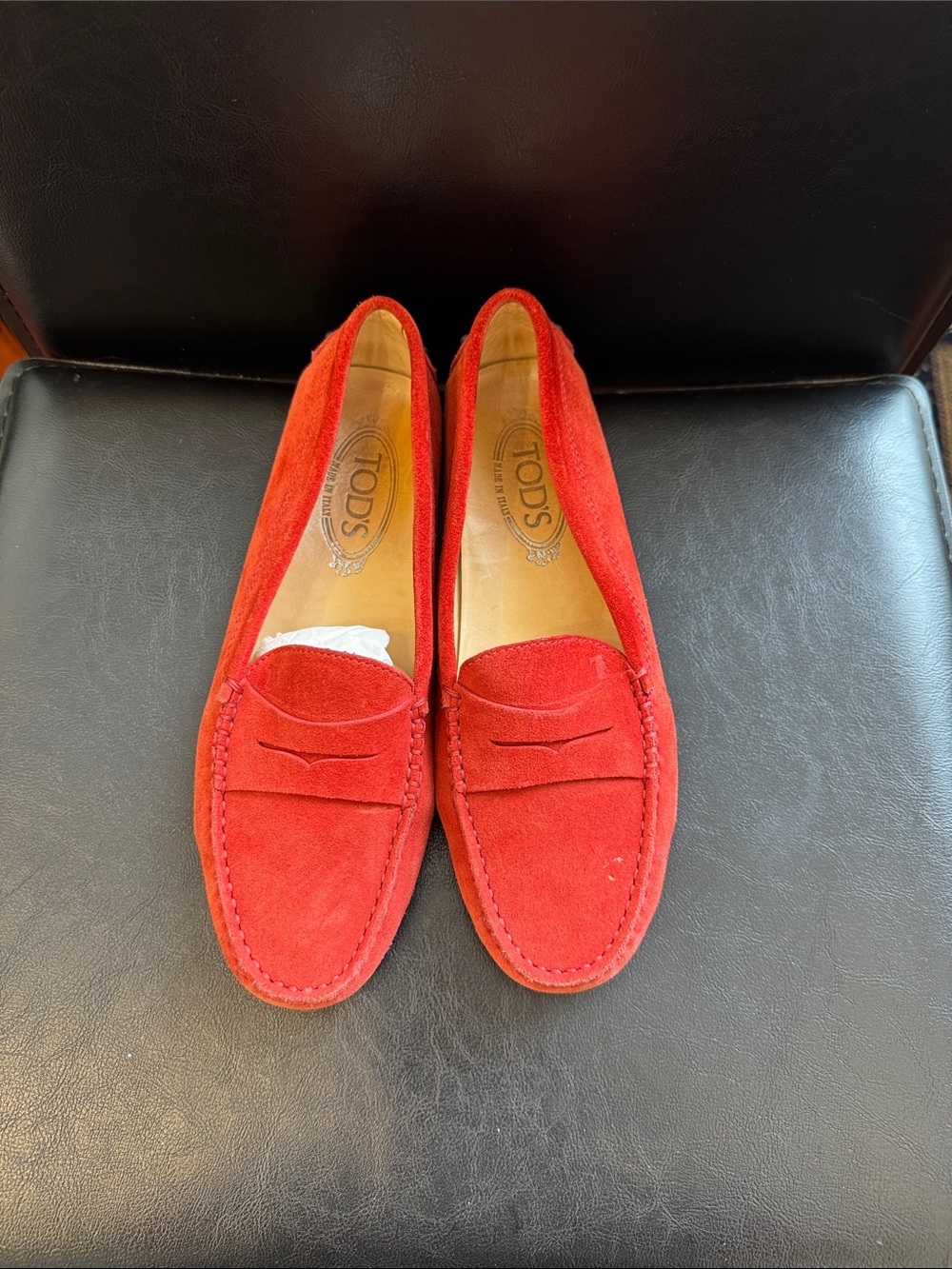 TOD'S Red Suede Penny Loafers for Men - Classic Moccasin Style